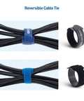100 Pack 8 Inch Hook And Loop Reusable Cable Ties With 42 Lb Tensile Strength Multi Color Black Blue And Orange For Easy Cable Management Zero Hassle Setup For Desk Or Home Office And Tech Gear