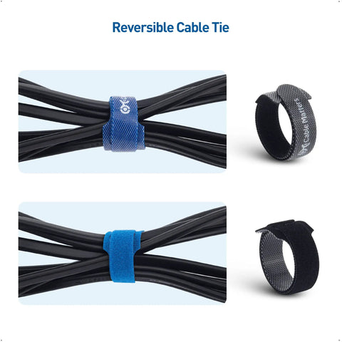 100 Pack 8 Inch Hook And Loop Reusable Cable Ties With 42 Lb Tensile Strength Multi Color Black Blue And Orange For Easy Cable Management Zero Hassle Setup For Desk Or Home Office And Tech Gear