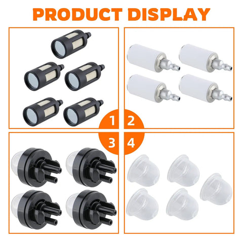 4 Sizes 16 Feet Fuel Line Hose Kit For Zama Stihl Poulan Craftsman Husqvarna Trimmers Chainsaws And Blowers With Snap In Primer Bulb And Fuel Filter Replacement Set display