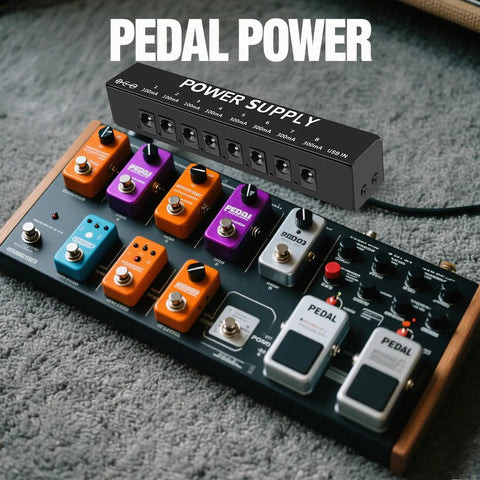 Eight Isolated Outputs Pedalboard Power Supply With Independent Short Circuit Protection, ultra compact on pedalboard setup