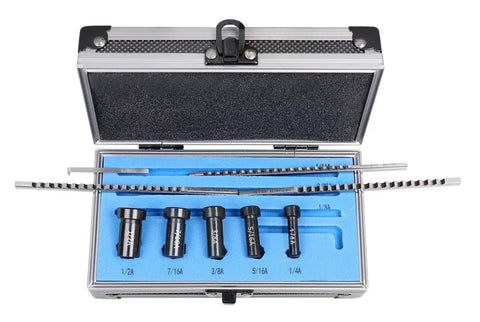 No BS No 00 HSS Keyway Broach Precision Set in fitted box with precision broaches, slotted bushings, shims, high-speed steel