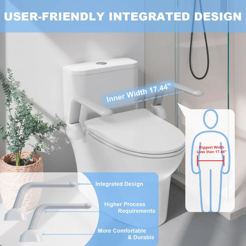 Foldable Toilet Safety Rail With Aluminum Handrail Heavy Duty Grab Bar for Elderly Seniors Handicap Pregnancy Support