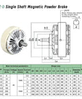 Diagram of Dialed In Magnetic Powder Brake Kit For Unwinding On Textile And Packaging Machines DC24V with technical specifications