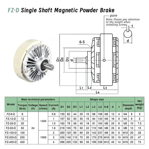 Diagram of Dialed In Magnetic Powder Brake Kit For Unwinding On Textile And Packaging Machines DC24V with technical specifications