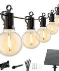 58 Ft Outdoor Solar String Lights With 25 G40 Plastic LED Bulbs Waterproof Hanging Globe Lights For Backyard Bash Parties Patio And Bistro Decor USB Type C And Solar Charging Up To 10 Hours Run Time with solar panel and accessories