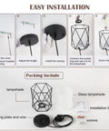 Easy installation guide for Super Cool Industrial Over Sink Pendant Light Boasting A Black Cage Design With Frosted Glass.