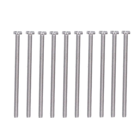 50 Pack M3 Stainless Steel Slotted Cheese Head Screws arranged in a row, ideal for DIY hardware and electronics projects.