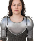 Beefy Medieval Iron Gorget Spaulders Arm Shoulder Set For Viking Crusader Pauldrons Armor With 18 Gauge Steel Adjustable Leather Straps Natural Oiled Finish