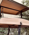 Outdoor Porch Swing Canopy Replacement Cover For 2 Seater Waterproof Weatherproof Sun Shade in outdoor garden setting.
