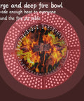 Top view of large and deep fire bowl in 36 Inch Fire Pit With 2 Grills Lid And Round Waterproof Cover 3 In 1 Outdoor Fire Pit Table