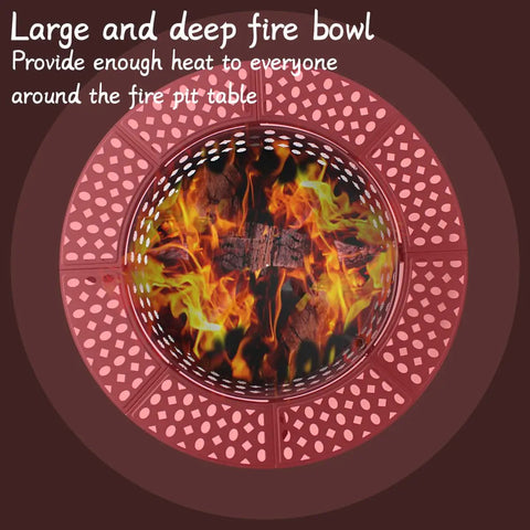 Top view of large and deep fire bowl in 36 Inch Fire Pit With 2 Grills Lid And Round Waterproof Cover 3 In 1 Outdoor Fire Pit Table
