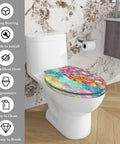 Elongated Toilet Seat for Bathroom, 14.5" x 18.5", colorful design, ergonomic, easy to clean, fits most standard toilets.