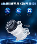 Top Shelf AC Compressor For Chevy Traverse Buick Enclave Gmc Acadia 3.6L V6 Climate Control Pump shown from side with black pulley.