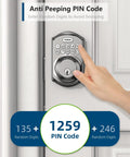 Keyless Entry Door Lock With Keypad And Auto Lock, Smart Deadbolt For Front Door, Satin Nickel Finish, anti-peeping feature shown