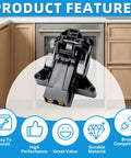 Premium Dishwasher Door Latch Assembly Replacement For Kenmore Frigidaire Electrolux Part Number 5304525218 154543901 5304516818 close-up with features.