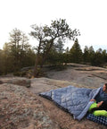 Couple using 45 Degree F Double Sleeping Bag Queen Size XL Tandem Sleep Sack Zips Apart Into Two Sleeping Bags For Tall Folks