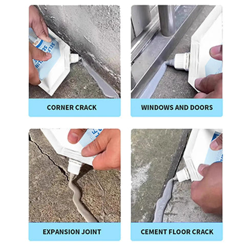 Heavy Hitter Concrete Crack Sealer Self Leveling Waterproof Masonry Filler Fast Set Patch Paste For Brick Stone Driveways And Foundation Walls 500ml Can used on corner crack, windows, expansion joint, cement floor.