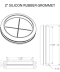 Five Pack Rock Solid Rubber Grommets For Plastic Electrical Enclosures Fits Two Inch Top Knockout Holes diagram with dimensions.