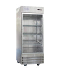 Built Different Heavy Duty Commercial Single Glass Door Refrigerator Featuring 23 Cubic Feet Of Legit Cold Storage Capacity With Rock Solid Digital Temp Controls And Stainless Steel Finish For Any Business, front view.