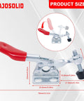 Heavy Duty 4 Pack Quick Release Toggle Clamps For Woodworking And Welding Projects, Zinc plated, 79mm size with red handle.
