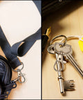 50 Piece Rock Solid Zinc Alloy Keychain Clips And D Ring Lanyard Hooks With Swivel Lobster Clasps on bag strap and keys.