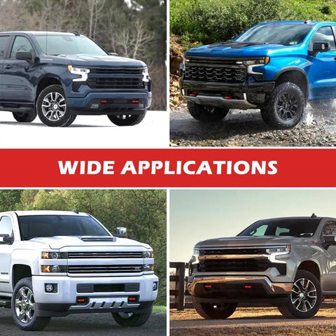 Tow Hook Cover For Silverado 1500 2007-2026 And GMC Sierra 1500 2007-2018 in use on various truck models