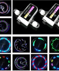 2 Pack Waterproof LED Bike Wheel Spoke Lights For Night Rides With 30 Pattern Modes displayed on black background