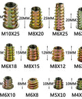 265 Piece Zinc Alloy Screw Nut Inserts Set For Wood Furniture 12 Sizes With Hex Socket Drive, showing different size options.