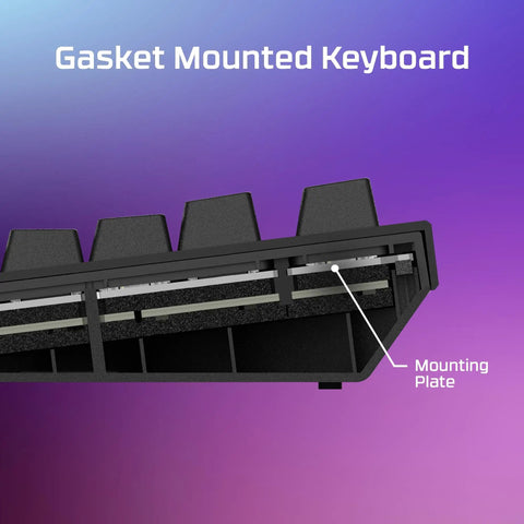Close-up of Next Level Custom Ride Hot Swap 75 Percent Mechanical Gaming Keyboard For PC showcasing gasket mounting and key switches.