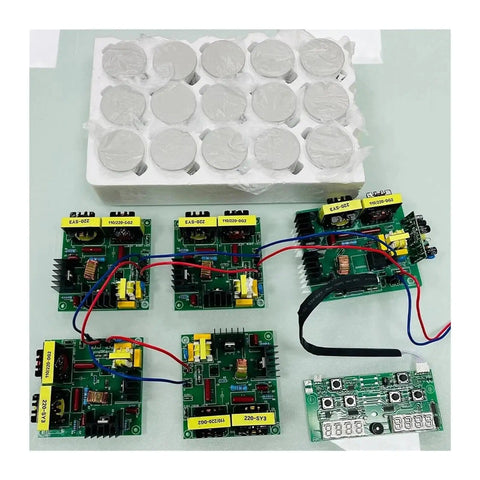High Power 40KHz Ultrasonic Cleaner Kit for PCB Driver Boards and Circuit Boards With 60W Transducer components displayed