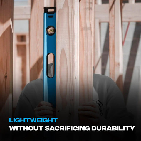Dead Straight Eight Foot Aluminum Box Beam Level Featuring Magnified Vials And Lightweight Four Point One Pound Body Built Tough For Rock Solid Slab Pouring And Wall Framing Jobs