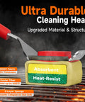 Close-up of ultra durable cleaning head of Safe No Wire Grill Brush With Scraper For Outdoor Grill Cleaning Steam Safe Cleaner.