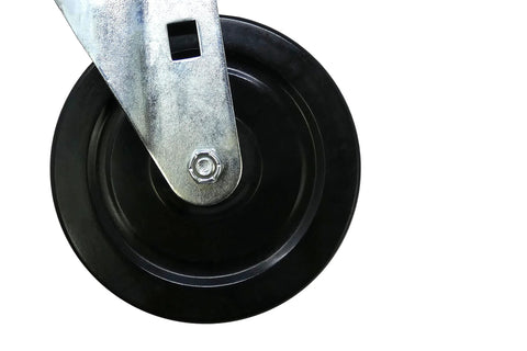 Close-up of a Four Inch Soft Rubber Swivel Stem Caster with Half Inch Stem Diameter and Two Hundred Pound Load Capacity