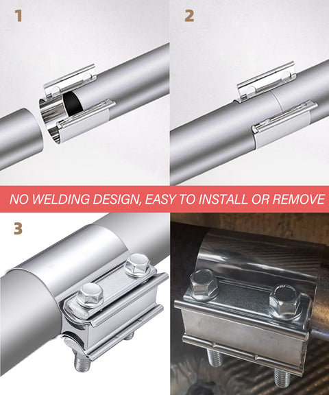 Beefy Universal Stainless Steel Exhaust Clamp 2.0 To 4.0 Inch Butt Joint Band assembly and installation in 3 stages.