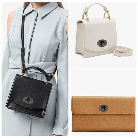 Top Shelf Black Twist Lock Clasps For Leather Bags And Diaries Heavy Duty Zinc Alloy Oval Turn Buttons on stylish bags.