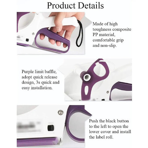 Portable Handheld Labeling Machine For Flat And Curved Surfaces Semi Auto Small Self Adhesive Sticker Gun Portable Manual Barcode Printer showing ergonomic grip and quick release design.