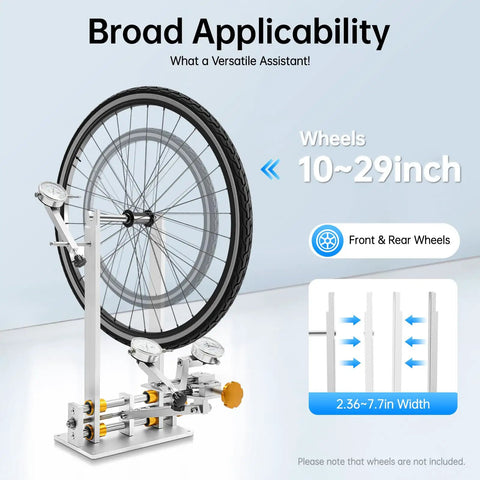 Pro Wheel Truing Stand For Bikes, Foldable Bike Workstand With 3 Gauges, Fits 10 To 29 Inch Wheels, Adjustable Width