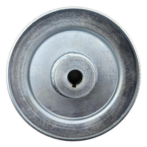 Front view of AB500 Half Inch Bore 5 Inch OD One Groove V Belt Pulley for AB 5L 4L V Belts, heavy duty zinc plated 1020 steel