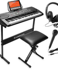 61 Key Digital Keyboard Piano Kit With Stand and Bench for Beginners, Electric Keyboard With Built In Speakers, Headphones, Microphone