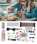 Student using Dope Electronics Do It Yourself Kit With Resistors Capacitors Transistors And Jumper Wires Plus A Power Module