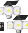 Ultra Bright Solar Motion Sensor Outdoor Lights With Remote 3 Modes LED Security Flood Light IP65 Waterproof Solar Powered Wall Light For Garden Patio Garage Yard Black 2 Pack