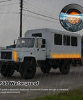 Amber 2 Inch Round Sealed LED Clearance Marker Light Kit With 9 Bright LEDs on a truck in rain