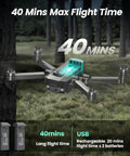 4K Drone With Camera For Beginners Easy To Fly Foldable GPS FPV Quadcopter shown in forest with 40 mins flight time and two batteries