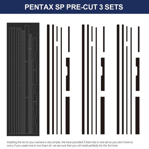 Pre Cut Light Leak Replacement Foam Seal Kit For Asahi Pentax Spotmatic SP SPII SPF K1000 Film Cameras, showing pre-cut foam pieces.