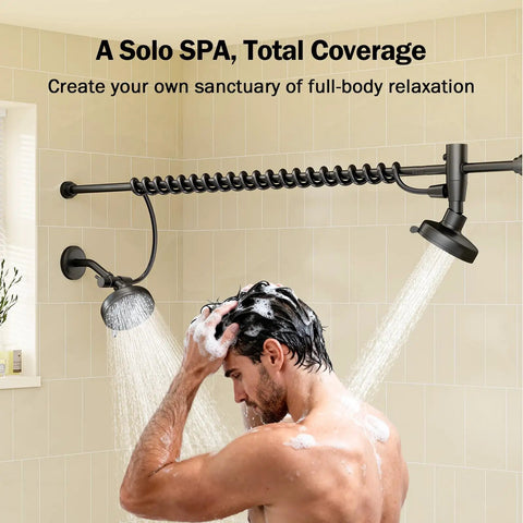 Dual Shower Head With Adjustable Slide Bar And Reinforced Hose Black Double Spray Bathroom Upgrade No Stress Spa Comfort For Renters Slick Fit That Totally Hits Different Now