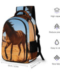 Western Style Horse Print Unisex Backpack With Large Capacity For School, Work, And Travel, Durable Polyester Daypack