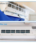 Before and after using Waterproof Air Conditioner Cleaning Bag for Wall Mounted Mini Split Units, Heavy-Duty EVA Cover With 2m Hose.