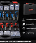 Gearhead Friendly Thread Repair Kit For Auto Shop Use with drill bits, taps and SAE Metric inserts in black case