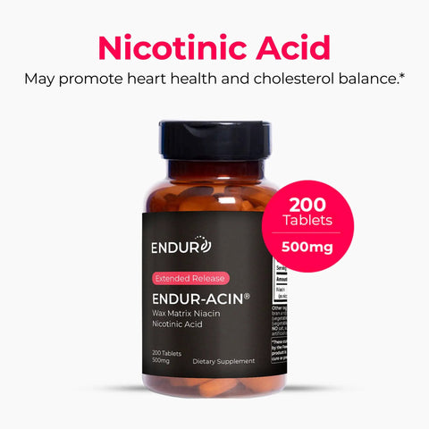 Extended Release Niacin 500 Mg Supplement Smooth Cholesterol Support For Heart Health Nicotinic Acid Gentle Formula 200 Tablets in a bottle