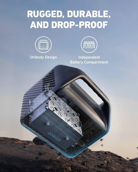 521 Portable Power Station With LiFePO4 Battery 256Wh, showcasing rugged, durable design with unibody and independent battery features.